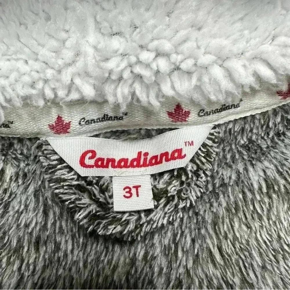 Canadiana Bathrobe Tie Waist Hooded Charcoal Grey Size 3T - Picture 3 of 16